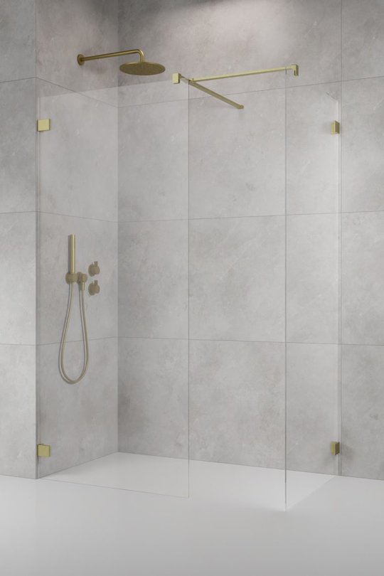 Душевая перегородка Radaway Essenza Pro Brushed Gold Walk-in III 100x105 см (10103100-99-01+10103105-99-01+389000-99) walk-in Прозрачное