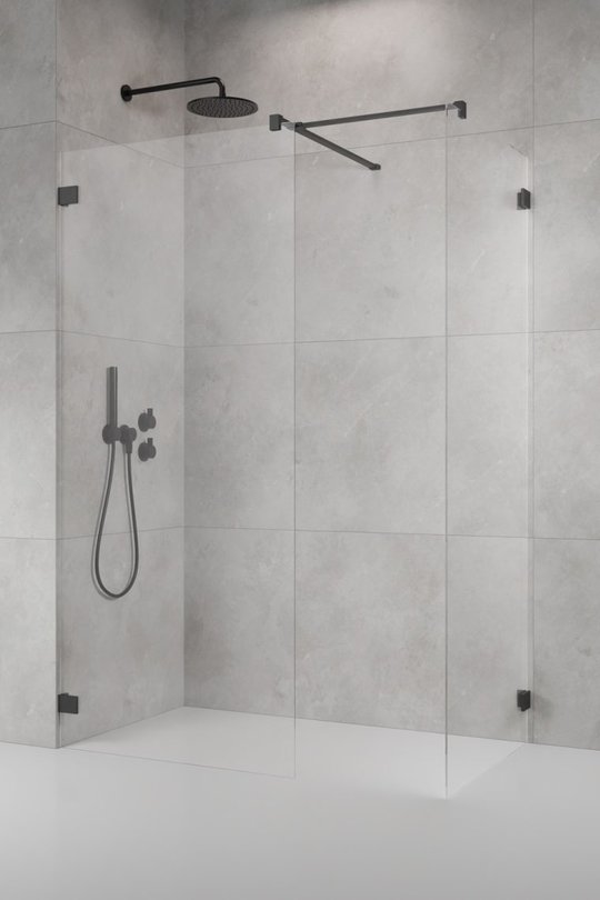Душевая перегородка Radaway Essenza Pro Brushed GunMetal Walk-in III 100x160 см (10103100-92-01+10103160-92-01+389000-92) walk-in Прозоре
