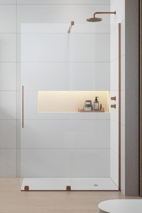 Душевая перегородка Radaway Furo Brushed Copper Walk-in 80R (10106438-93-01R+10110394-01-01) walk-in Прозрачное