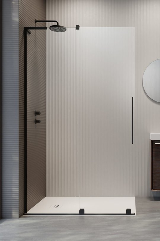 Душевая перегородка Radaway Furo SL Black Walk-in 90L (10306488-54-01L+10110444-01-01) walk-in Прозоре