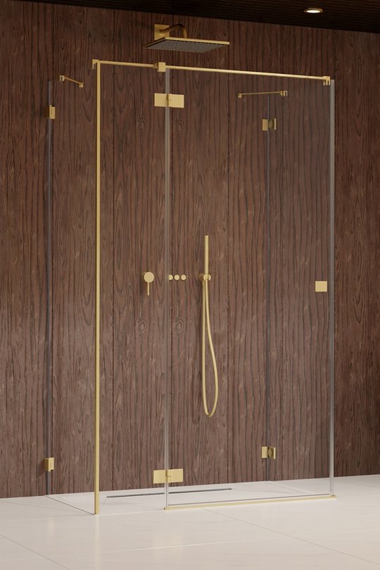 Душевая кабина Radaway Essenza Pro Brushed Gold KDJ+S 90Lx75 (10097390-99-01L+10098075-01-01+10098075-01-01) Прямоугольные Прозрачное