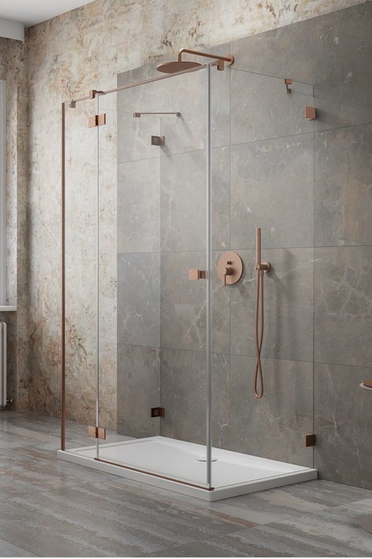 Душевая кабина Radaway Essenza Pro Brushed Copper KDJ+S 90Lx100 (10097390-93-01L+10098100-01-01+10098100-01-01) Прямоугольные Прозрачное