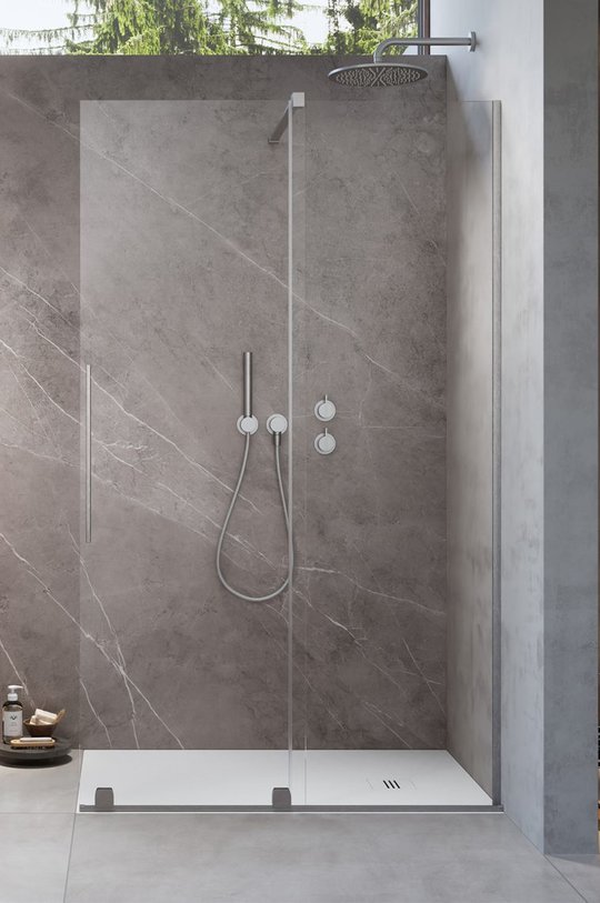Душевая перегородка Radaway Furo Brushed Nickel Walk-in 130R (10106688-91-01R+10110644-01-01) walk-in Прозрачное