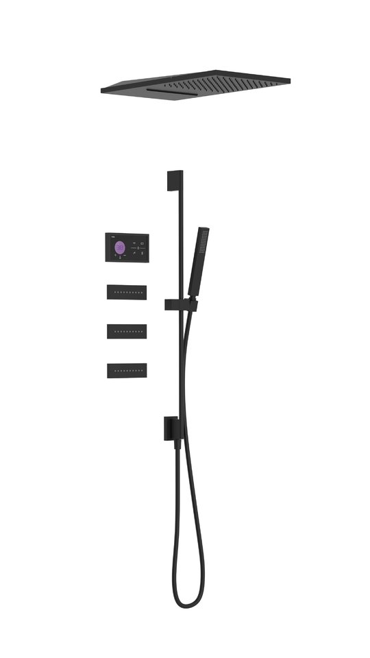 Электронный душевой комплект скрытого монтажа Tres SHOWER TECHNOLOGY, черный матовый (09288407NM) Душевые комплекты (системы) Черный матовый