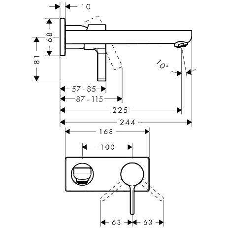 ЧертежHansgrohe Metris S (31163000)