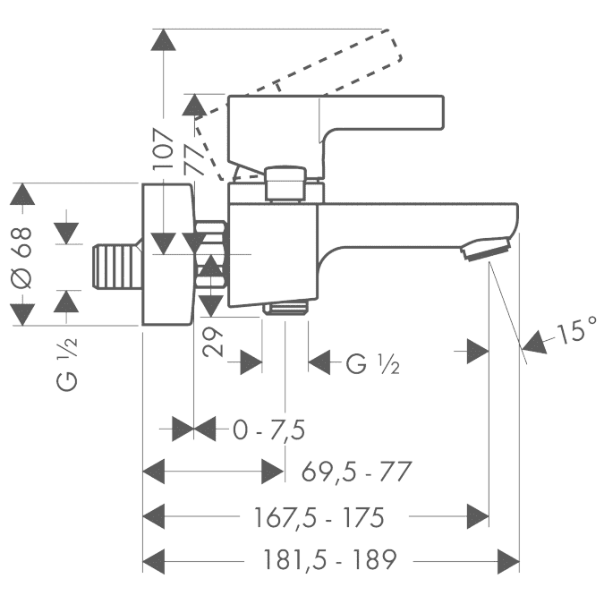 ЧертежHansgrohe Metris S (31460000)