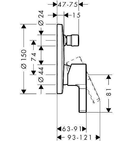 ЧертежHansgrohe Metris S (31465000)