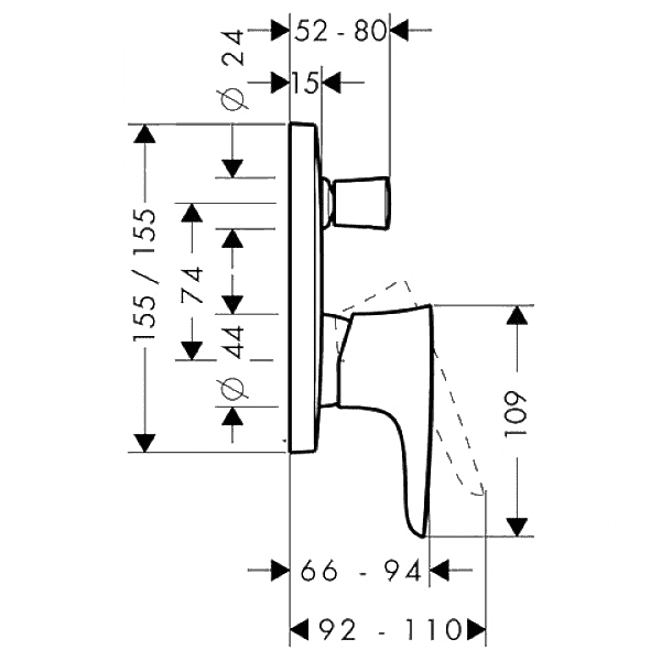 ЧертежHansgrohe Metris S (31466000)