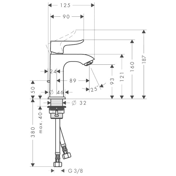 ЧертежHansgrohe Metris (31186000)
