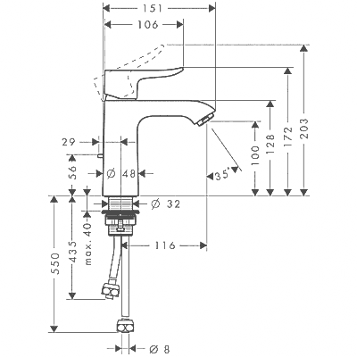 ЧертежHansgrohe Metris (31074000)