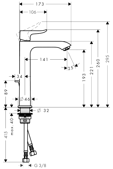 ЧертежHansgrohe Metris (31183000)
