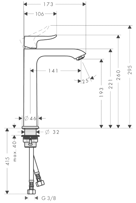 ЧертежHansgrohe Metris (31185000)