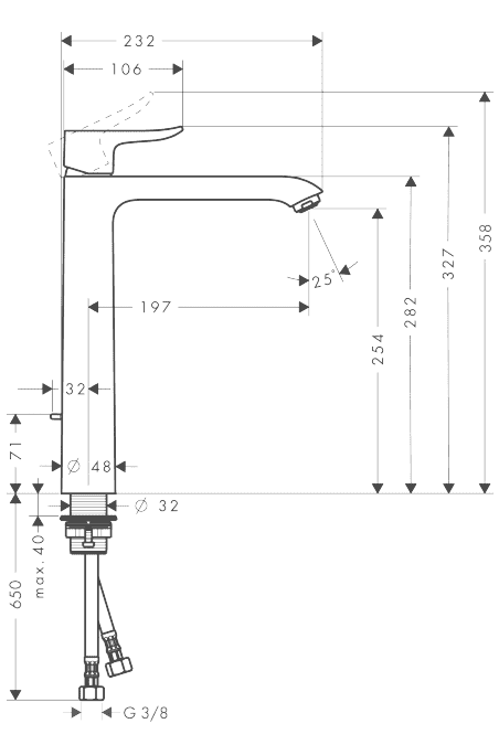 ЧертежHansgrohe Metris (31082000)