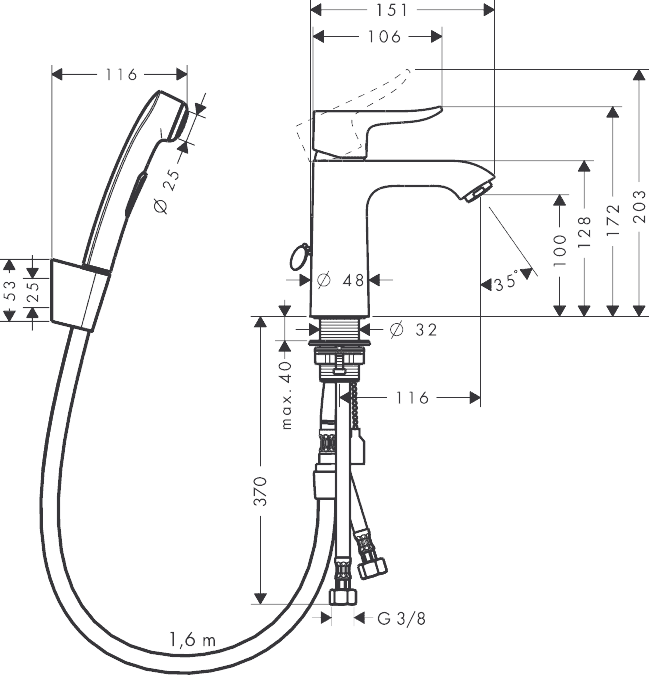 ЧертежHansgrohe Metris (31285000)