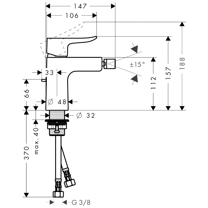 ЧертежHansgrohe Metris (31280000)