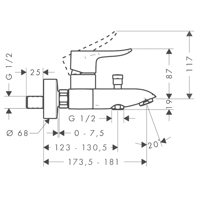ЧертежHansgrohe Metris (31480000)