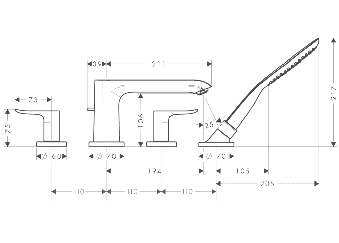 ЧертежHansgrohe Metris (31442000)