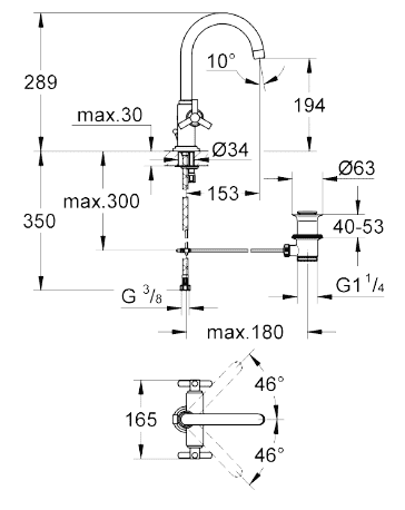 ЧертежGrohe Atrio (21019000)