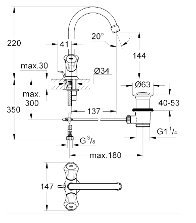 ЧертежGrohe Costa L (21375001)