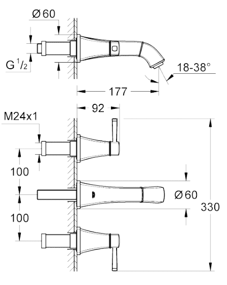 ЧертежGrohe Grandera (20414000)
