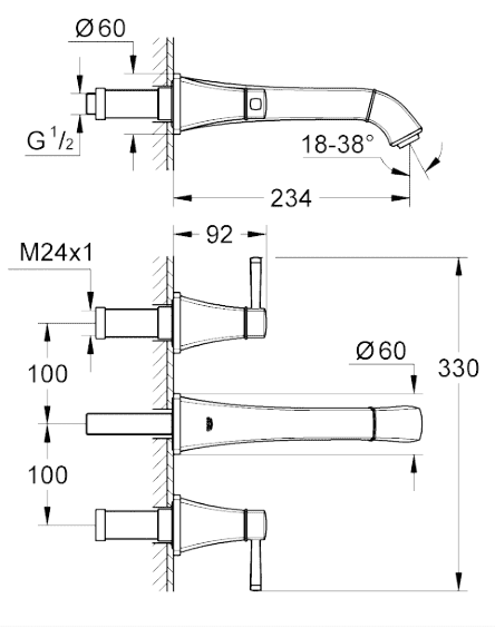 ЧертежGrohe Grandera (20415IG0)