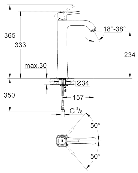 ЧертежGrohe Grandera (23313IG0)