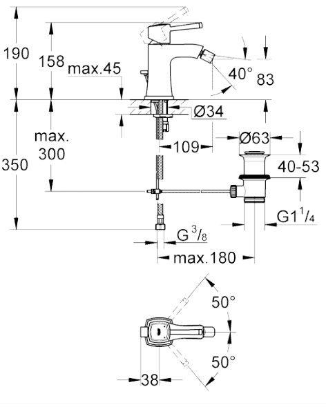 ЧертежGrohe Grandera (23315000)