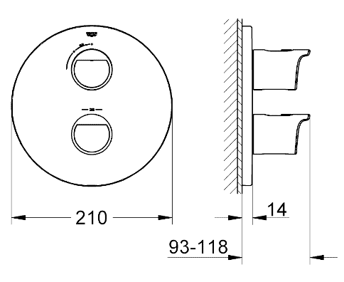 ЧертежGrohe Grohtherm 2000 NEW (19354001)