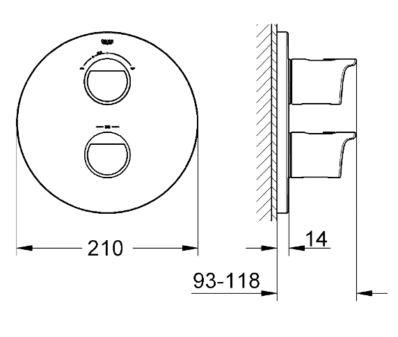 ЧертежGrohe Grohtherm 2000 NEW (19355001)