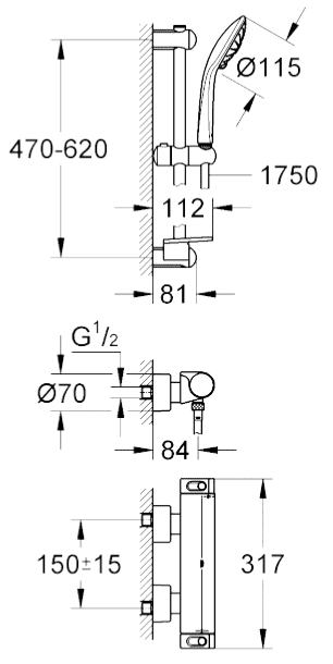 ЧертежGrohe Grohtherm 2000 NEW (34195001)