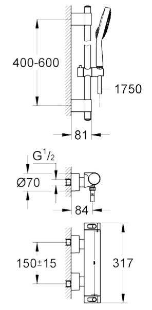ЧертежGrohe Grohtherm 2000 NEW (34281001)
