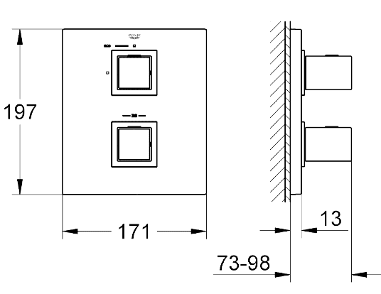 ЧертежGrohe Grohtherm Cube (19959000)