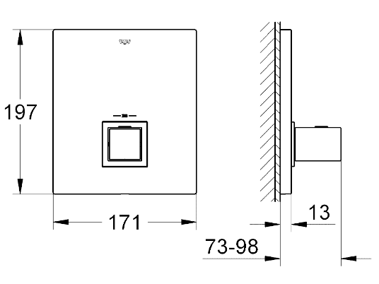 ЧертежGrohe Grohtherm Cube (19961000)