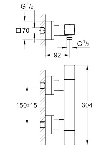 ЧертежGrohe Grohtherm Cube (34488000)