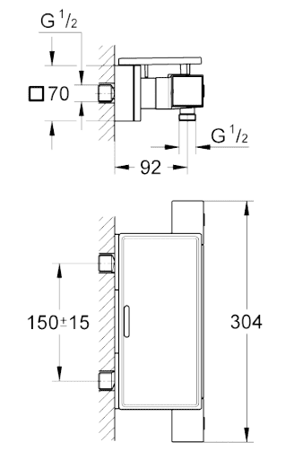 ЧертежGrohe Grohtherm Cube (34491000)