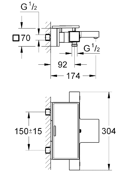 ЧертежGrohe Grohtherm Cube (34502000)