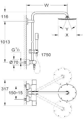 ЧертежGrohe Rainshower System 310 (27966000)
