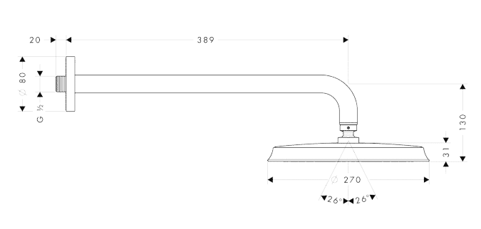 ЧертежHansgrohe Raindance Classic Air 240 (27424000)