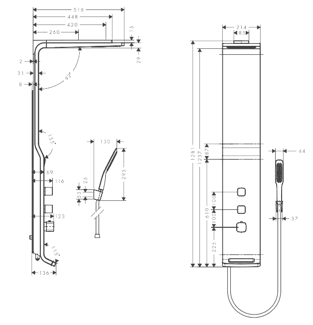 ЧертежHansgrohe Raindance Lift (27008000)