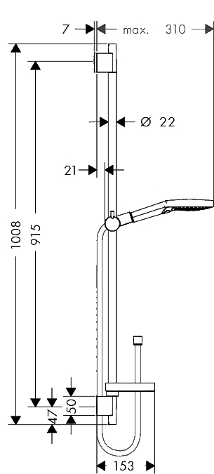 ЧертежHansgrohe Raindance Select S 120/ Unica 0.9 (26631400)