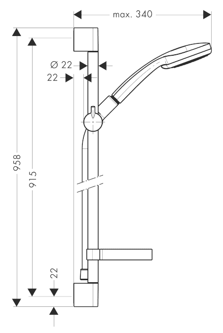 ЧертежHansgrohe Croma 100 Vario/ Unica'C 0.9 (27771000)