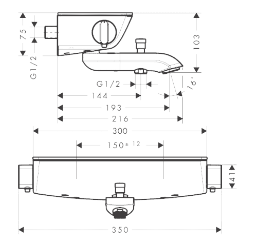 ЧертежHansgrohe Ecostat Select (13141400)