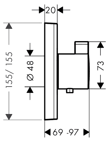 ЧертежHansgrohe ShowerSelect Highfow (15760000)