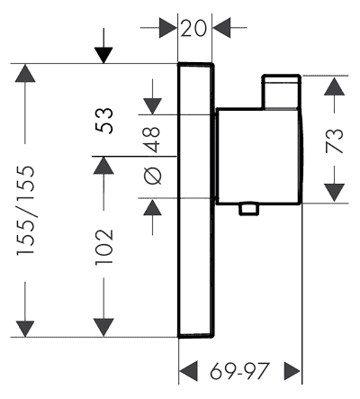 ЧертежHansgrohe ShowerSelect Highfow (15761000)