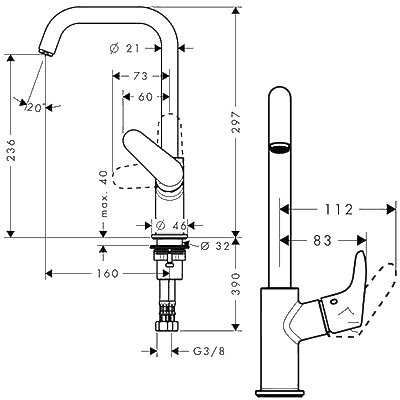 ЧертежHansgrohe Focus (31519000)