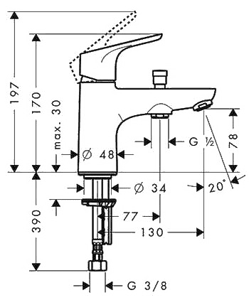 ЧертежHansgrohe Focus (31930000)