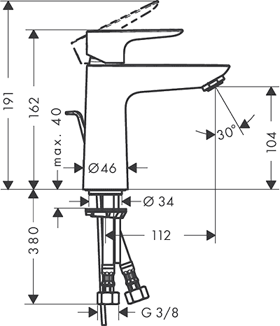 ЧертежHansgrohe Talis E (71715000)