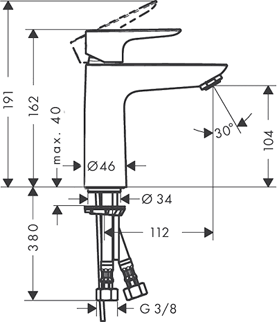 ЧертежHansgrohe Talis E (71712000)