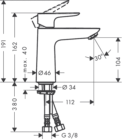 ЧертежHansgrohe Talis E (71714000)
