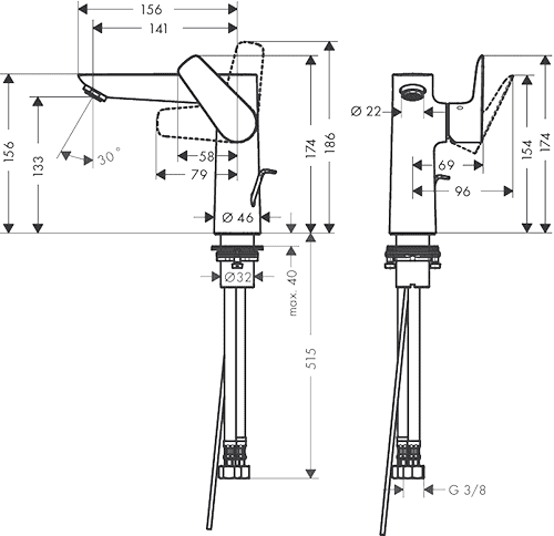 ЧертежHansgrohe Talis E (71754000)